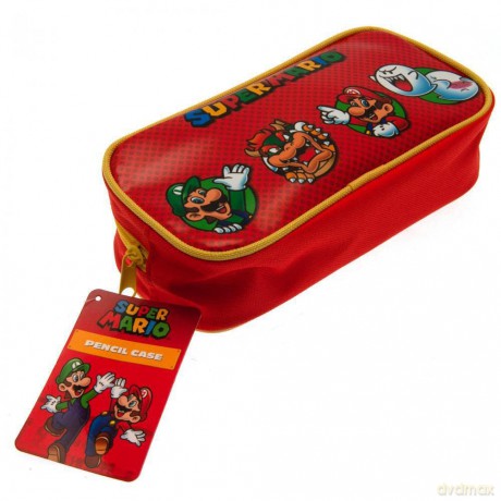Nintendo Super Mario Pencil Case (Core Character Circles Design) Zip Up Rectangle Pencil Case - Official Merchandise,Red,21cm x 10cm x 10cm