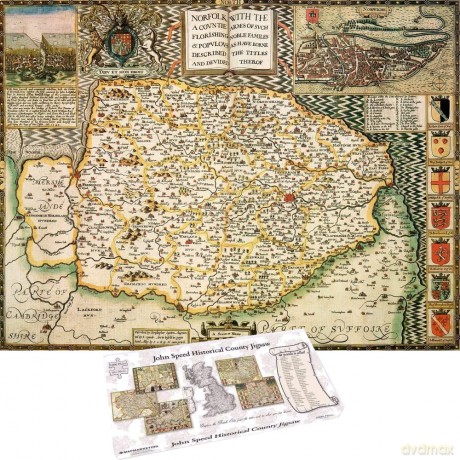 Norfolk Historical Map 1000 Piece Jigsaw Puzzle (1610) [GRA]