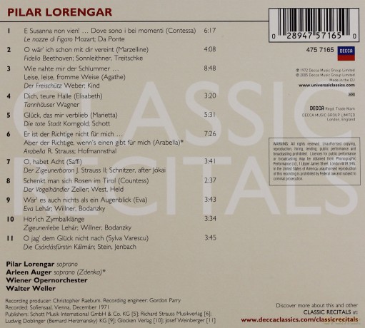 Pilar Lorengar: Classic Recitals (digipack) [CD]
