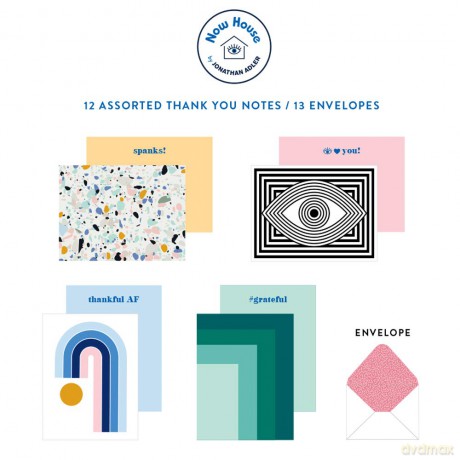 Now House by Jonathan Adler Assorted Thank You Notecard Set - Galison [KSIĄŻKA]
