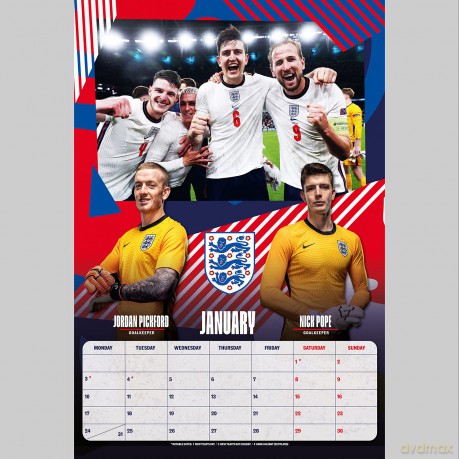 Official England Men Football 2022 Calendar - Month To View A3 Wall Calendar - Danilo Promotions LTD [KALENDARZ]