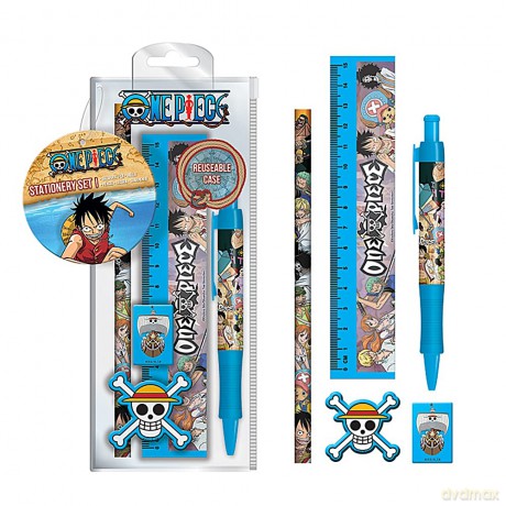 One Piece 5-Piece Stationery Set with Pen, Pencil, Ruler, Pencil Sharpener and Eraser, Stationery Set for Girls, Boys, Men and Women - Official Merchandise [KSIĄŻKA]