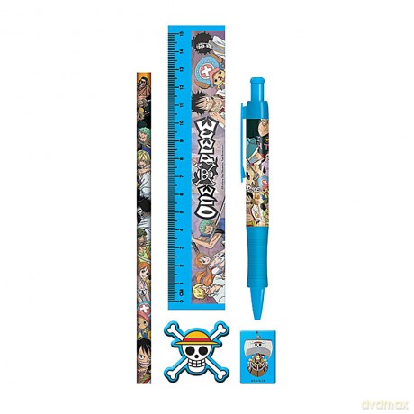 One Piece 5-Piece Stationery Set with Pen, Pencil, Ruler, Pencil Sharpener and Eraser, Stationery Set for Girls, Boys, Men and Women - Official Merchandise [KSIĄŻKA]