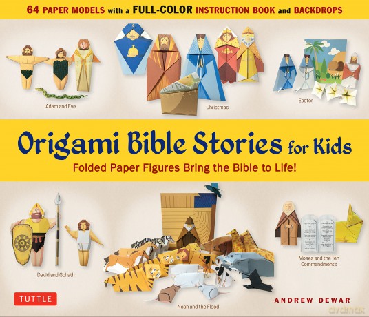 Origami Bible Stories for Kids Kit: Fold Paper Figures and Stories Bring the Bible to Life! (64 Paper Models with a full-color instruction book and 4 backdrops) - Andrew Dewar [KSIĄŻKA]