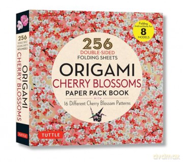 Origami Cherry Blossoms Paper Pack Book: 256 Double-Sided Folding Sheets with 16 Different Cherry Blossom Patterns with solid colors on the back (Includes Instructions for 8 Models) [KSIĄŻKA]