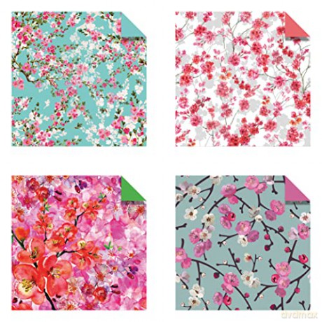 Origami Cherry Blossoms Paper Pack Book: 256 Double-Sided Folding Sheets with 16 Different Cherry Blossom Patterns with solid colors on the back (Includes Instructions for 8 Models) [KSIĄŻKA]