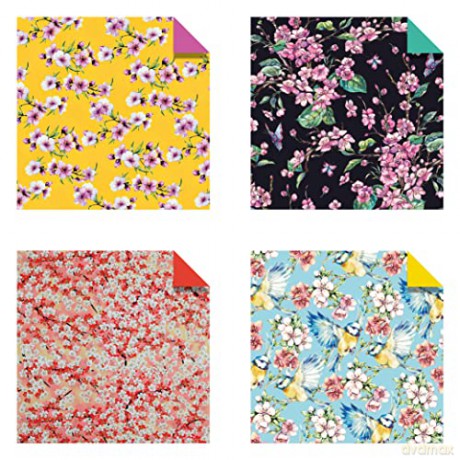 Origami Cherry Blossoms Paper Pack Book: 256 Double-Sided Folding Sheets with 16 Different Cherry Blossom Patterns with solid colors on the back (Includes Instructions for 8 Models) [KSIĄŻKA]