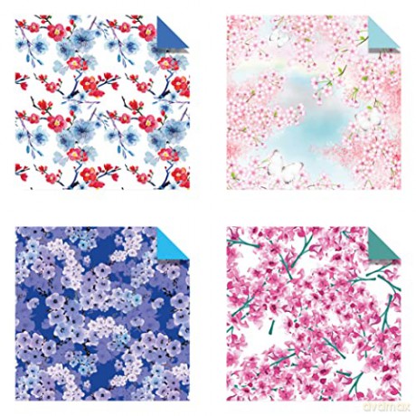 Origami Cherry Blossoms Paper Pack Book: 256 Double-Sided Folding Sheets with 16 Different Cherry Blossom Patterns with solid colors on the back (Includes Instructions for 8 Models) [KSIĄŻKA]