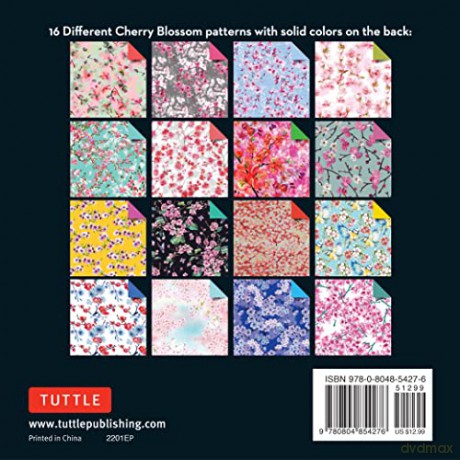 Origami Cherry Blossoms Paper Pack Book: 256 Double-Sided Folding Sheets with 16 Different Cherry Blossom Patterns with solid colors on the back (Includes Instructions for 8 Models) [KSIĄŻKA]