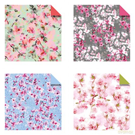 Origami Cherry Blossoms Paper Pack Book: 256 Double-Sided Folding Sheets with 16 Different Cherry Blossom Patterns with solid colors on the back (Includes Instructions for 8 Models) [KSIĄŻKA]