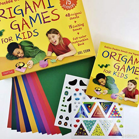 Origami Games for Kids Kit: Action Packed Games and Paper Folding Fun! (Origami Kit with Book, 48 Papers, 75 Stickers, 15 Exciting Games, Easy-to-Assemble Game Pieces) - Joel Stern [KSIĄŻKA]