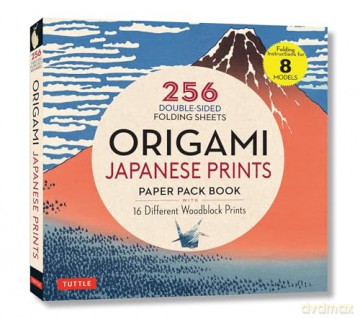 Origami Japanese Prints Paper Pack Book: 256 Double-Sided Folding Sheets with 16 Different Japanese Woodblock Prints with solid colors on the back (Includes Instructions for 8 Models) [KSIĄŻKA]