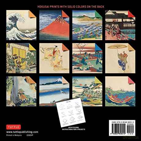 Origami Paper 100 sheets Hokusai Prints 8 1/4 (21 cm): Extra Large Double-Sided Origami Sheets Printed with 12 Different Prints (Instructions for 5 Projects Included) - Tuttle Studio [KSIĄŻKA]