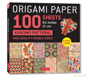 Origami Paper 100 sheets Japanese Kimono 8 1/4 (21 cm): Extra Large Double-Sided Origami Sheets Printed with 12 Different Patterns (Instructions for 5 Projects Included) - Tuttle Studio [KSIĄŻKA]