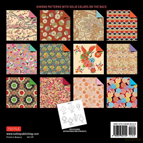 Origami Paper 100 sheets Japanese Kimono 8 1/4 (21 cm): Extra Large Double-Sided Origami Sheets Printed with 12 Different Patterns (Instructions for 5 Projects Included) - Tuttle Studio [KSIĄŻKA]