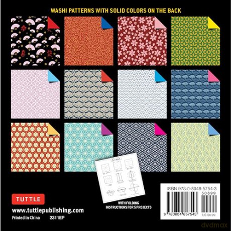 Origami Paper 100 sheets Washi Patterns 6 (15 cm): Double-Sided Origami Sheets Printed with 12 Different Patterns (Instructions for Projects Included) - Tuttle Studio [KSIĄŻKA]