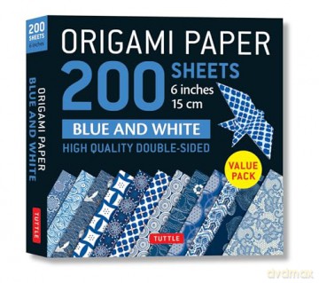 Origami Paper 200 sheets Blue and White Patterns 6 (15 cm): High-Quality Double Sided Origami Sheets Printed with 12 Different Designs (Instructions for 6 Projects Included) [KSIĄŻKA]