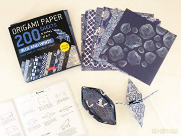 Origami Paper 200 sheets Blue and White Patterns 6 (15 cm): High-Quality Double Sided Origami Sheets Printed with 12 Different Designs (Instructions for 6 Projects Included) [KSIĄŻKA]