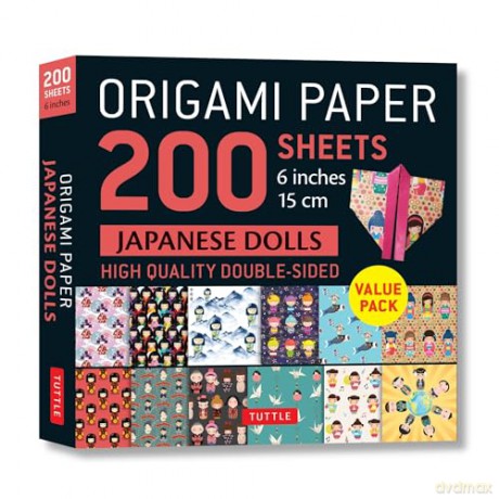 Origami Paper 200 sheets Japanese Dolls 6 (15 cm): Tuttle Origami Paper: Double Sided Origami Sheets Printed With 12 Different Designs - Instructions for 6 Projects Included - Tuttle Studio [KSIĄŻKA]