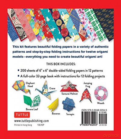 Origami Paper in a Box - Chiyogami Patterns: 200 Sheets of Tuttle Origami Paper: High-quality Origami Paper Printed With 10 Different Patterns: 32-page Instructional Book of 12 Projects [KSIĄŻKA]