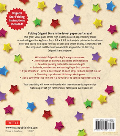 Origami Star Papers 1000 Paper Strips in Assorted Colours (Origami Paper): 10 colors - 1000 sheets - Easy Instructions for Origami Lucky Stars [KSIĄŻKA]