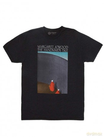 Out of Print Men's Unisex Dystopian Literary Classics Book-Themed Tee T-Shirt, Handmaid's Tale-Black, S