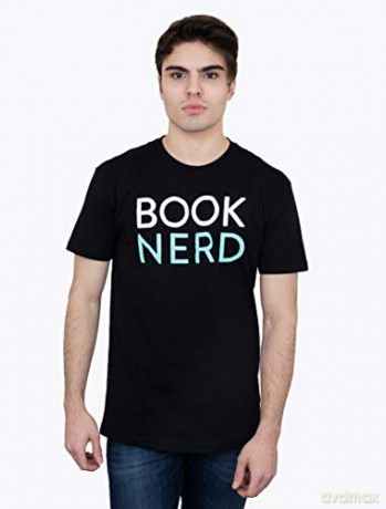 Out of Print Men's Unisex Literary Themed Tee T-Shirt, Book Nerd-Black, S