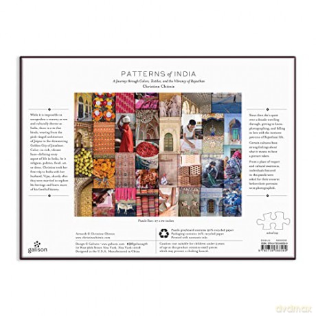 Patterns of India Puzzle: A Journey Through Colors, Textiles and the Vibrancy of Rajasthan: 1000 Piece - Galison Mudpuppy [KSIĄŻKA]