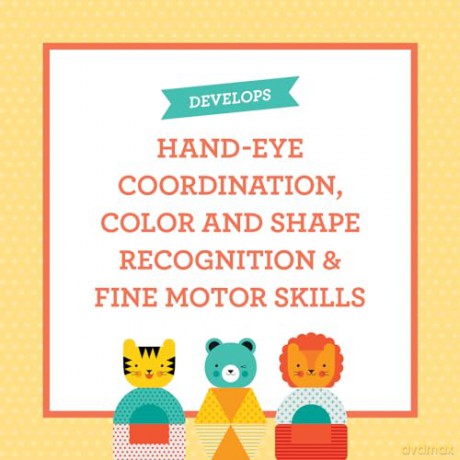 Petit Collage Lion, Tiger, and Bear Wooden Stacking Puzzle - Petit Collage [GRA]