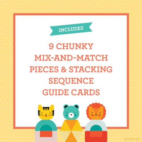 Petit Collage Lion, Tiger, and Bear Wooden Stacking Puzzle - Petit Collage [GRA]