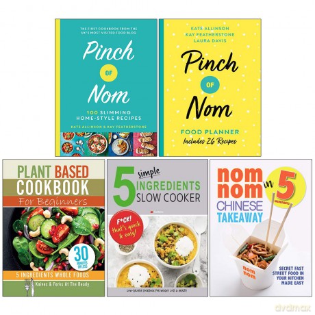 Pinch of Nom (Hardcover), Pinch of Nom Food Planner, Plant Based Cookbook For Beginners, 5 Simple Ingredients Slow Cooker, Nom Nom Chinese Takeaway 5 Books Collection Set - Kate Allinson Kay Featherstone [KSIĄŻKA]