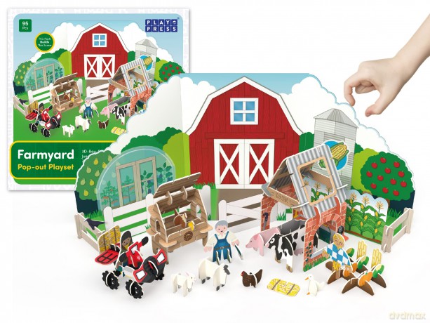 PLAYPRESS Farmyard Pop-out Build and Play Playset - One of the UK's Most Popular Farm Toys - Interactive 3D Construction Toy - 12 Animals and Characters - Eco-Friendly - Foldable - Ages 4 and Over [KSIĄŻKA]