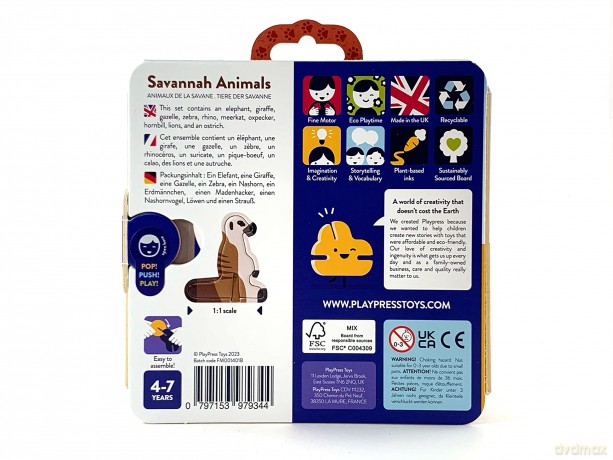 PLAYPRESS Savannah Animals Pop-out Playset - Includes 13 Animals - Eco-Friendly Building Toys - Easy Storage - Construction Toys for Ages 4+ [KSIĄŻKA]