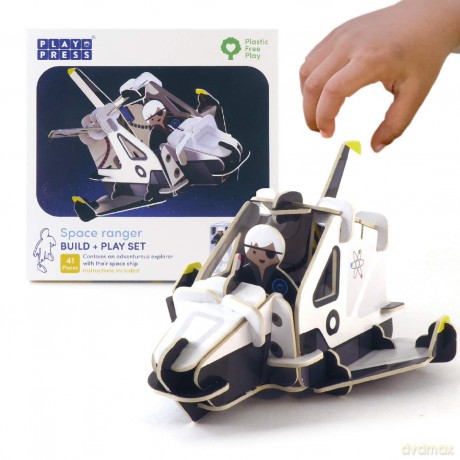 PLAYPRESS Spaceship and Space Ranger Astronaut Toy Set Pop-out Playset - Eco-Friendly Building Toys - Easy Storage - Construction Toys for Ages 4+ [KSIĄŻKA]
