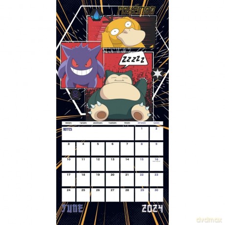 Pokemon 2024 Calendar, Month To View Square Wall Calendar, Official Product - Danilo Promotions Ltd [KALENDARZ]