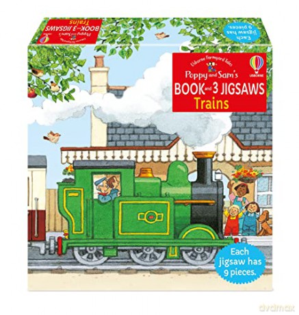 Poppy and Sam's Book and 3 Jigsaws: Trains (Farmyard Tales Poppy and Sam) - Heather Amery [KSIĄŻKA]