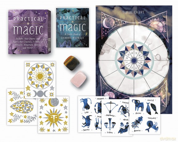 Practical Magic: Includes Rose Quartz and Tiger's Eye Crystals, 3 Sheets of Metallic Tattoos, and More! (The Little Book of Magic) - Nikki Van De Car [KSIĄŻKA]