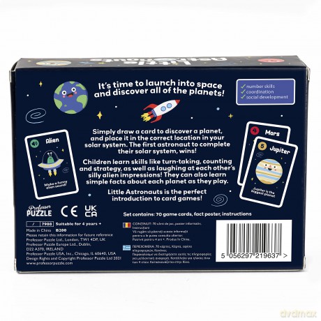 Professor Puzzle | Little Astronauts | Card Game | Ages 4+ | 2-5 Players | 10 Minutes Playing Time [KSIĄŻKA]