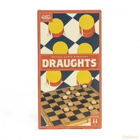 Professor Puzzle Classic Wooden Draughts Game - English Draughts Wooden Board Game, classic antique hand crafted wood. [GRA]