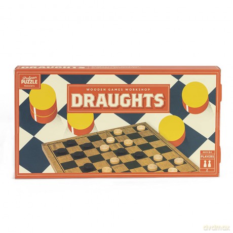 Professor Puzzle Classic Wooden Draughts Game - English Draughts Wooden Board Game, classic antique hand crafted wood. [GRA]
