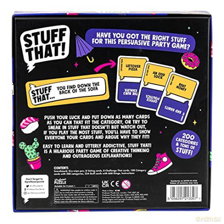 Professor PUZZLE Stuff That Games - Family friendly card game of creative thinking/bluffing! - Card game for all ages. [KSIĄŻKA]