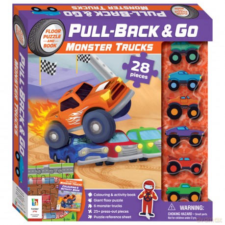 Pull Back and Go Monster Trucks | Monster Truck Toys | Toy Cars | Jigsaw Puzzle for Kids | Car Puzzle for Children | Pull Back Monster Trucks - Hinkler Pty Ltd [KSIĄŻKA]