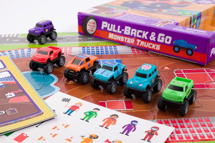 Pull Back and Go Monster Trucks | Monster Truck Toys | Toy Cars | Jigsaw Puzzle for Kids | Car Puzzle for Children | Pull Back Monster Trucks - Hinkler Pty Ltd [KSIĄŻKA]