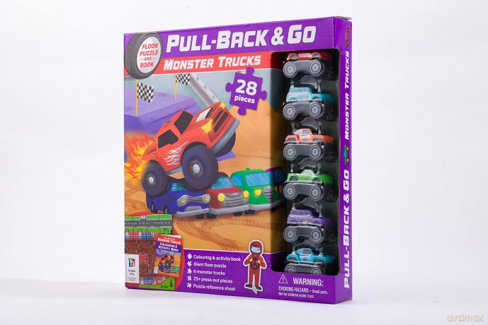 Pull Back and Go Monster Trucks | Monster Truck Toys | Toy Cars | Jigsaw Puzzle for Kids | Car Puzzle for Children | Pull Back Monster Trucks - Hinkler Pty Ltd [KSIĄŻKA]