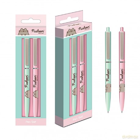 Pusheen Set of 2 Ballpoint Pens (Botanical Design) Pusheen Pen Set- Official Merchandise [KSIĄŻKA]