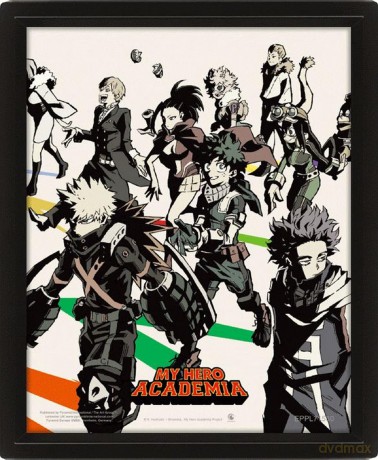 Pyramid International My Hero Academia Poster in 3D (Heroes and Villains Design) Lenticular 3D Wall Art and Posters in Black Picture Frame 25cm x 20cm x 1.5cm - Official Merchandise [KSIĄŻKA]