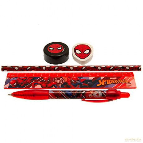 Pyramid International Spider-Man 5-Piece Stationery Set with Pen, Pencil, Ruler, Pencil Sharpener, Eraser and Pencil Case (Web Strike Design) - Official Merchandise [KSIĄŻKA]