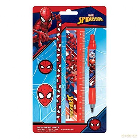 Pyramid International Spider-Man 5-Piece Stationery Set with Pen, Pencil, Ruler, Pencil Sharpener, Eraser and Pencil Case (Web Strike Design) - Official Merchandise [KSIĄŻKA]