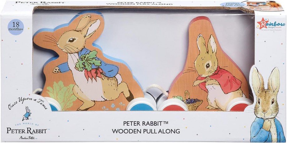 Rainbow Designs Official Peter Rabbit Wooden Pullalong - Bright and Colourful Baby Toys with Peter Rabbit and Flopsy Bunny Wooden Toy figures [KSIĄŻKA]