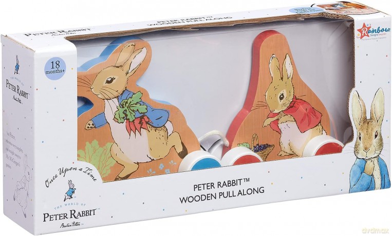 Rainbow Designs Official Peter Rabbit Wooden Pullalong - Bright and Colourful Baby Toys with Peter Rabbit and Flopsy Bunny Wooden Toy figures [KSIĄŻKA]